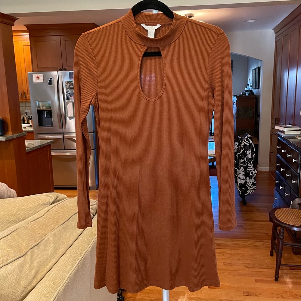 NWT Forever 21 Keyhole Ribbed Chestnut Mini Dress